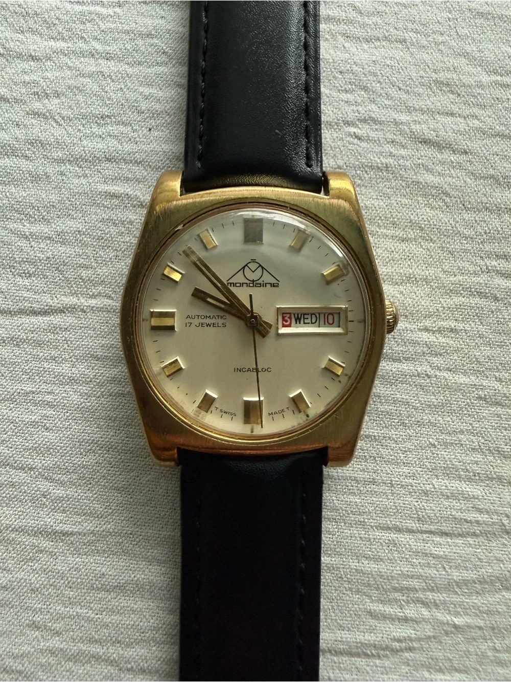 Vintage 1960s Mondaine Automatic Incabloc 17J 36mm Swiss Watch